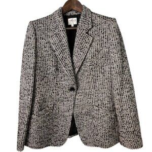 Armani Collezioni Alpaca & Wool Boucle Tweed Houndstooth Blazer Size 10 US 46